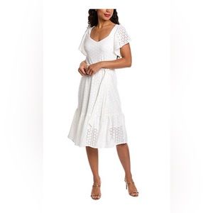 London Times Eyelet Midi Dress